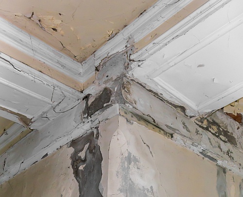Water damage from a roof leak